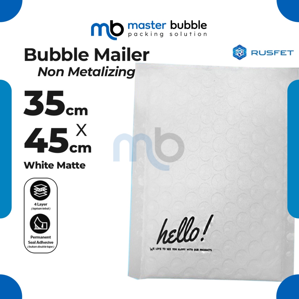 Amplop Envelope Bubble Mailer Putih Dove 35 x 45 cm / Security Bag Mailer Rusfet Harga Ecer Satuan