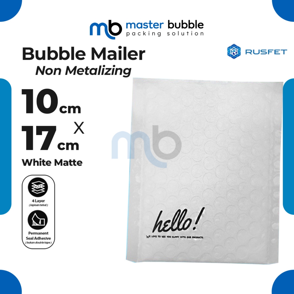 Amplop Envelope Bubble Mailer Putih Dove 10 x 17 cm / Security Bag Mailer Rusfet Harga Ecer Satuan