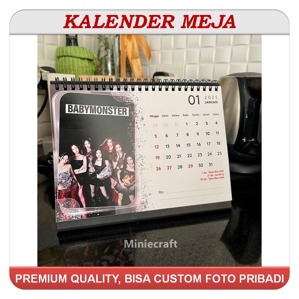 

KALENDER MEJA 2025 BABY MONSTER SATUAN, ALAS HARDCOVER PREMIUM QUALITY