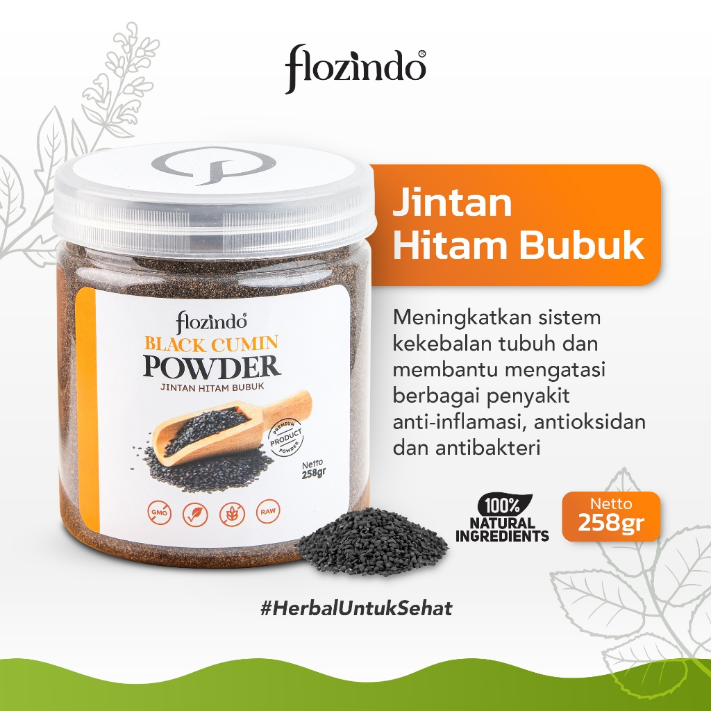 

Premium Flozindo Habbatussauda Black Cumin Powder / Jintan Hitam Bubuk Original Untuk Imunitas