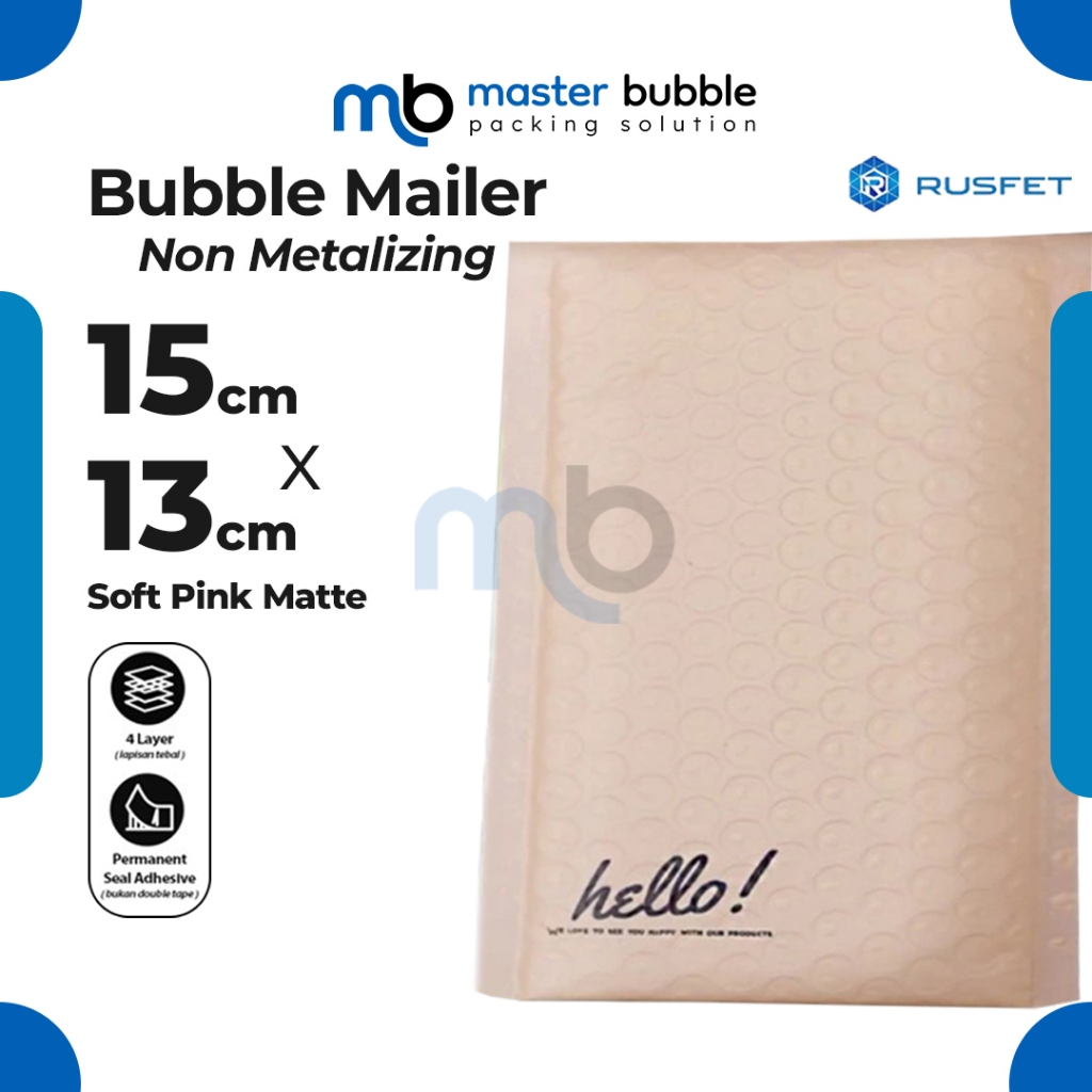 

Amplop Envelope Bubble Mailer Pink Matte 15 x 13 cm / Security Bag Mailer Rusfet Harga Ecer Satuan