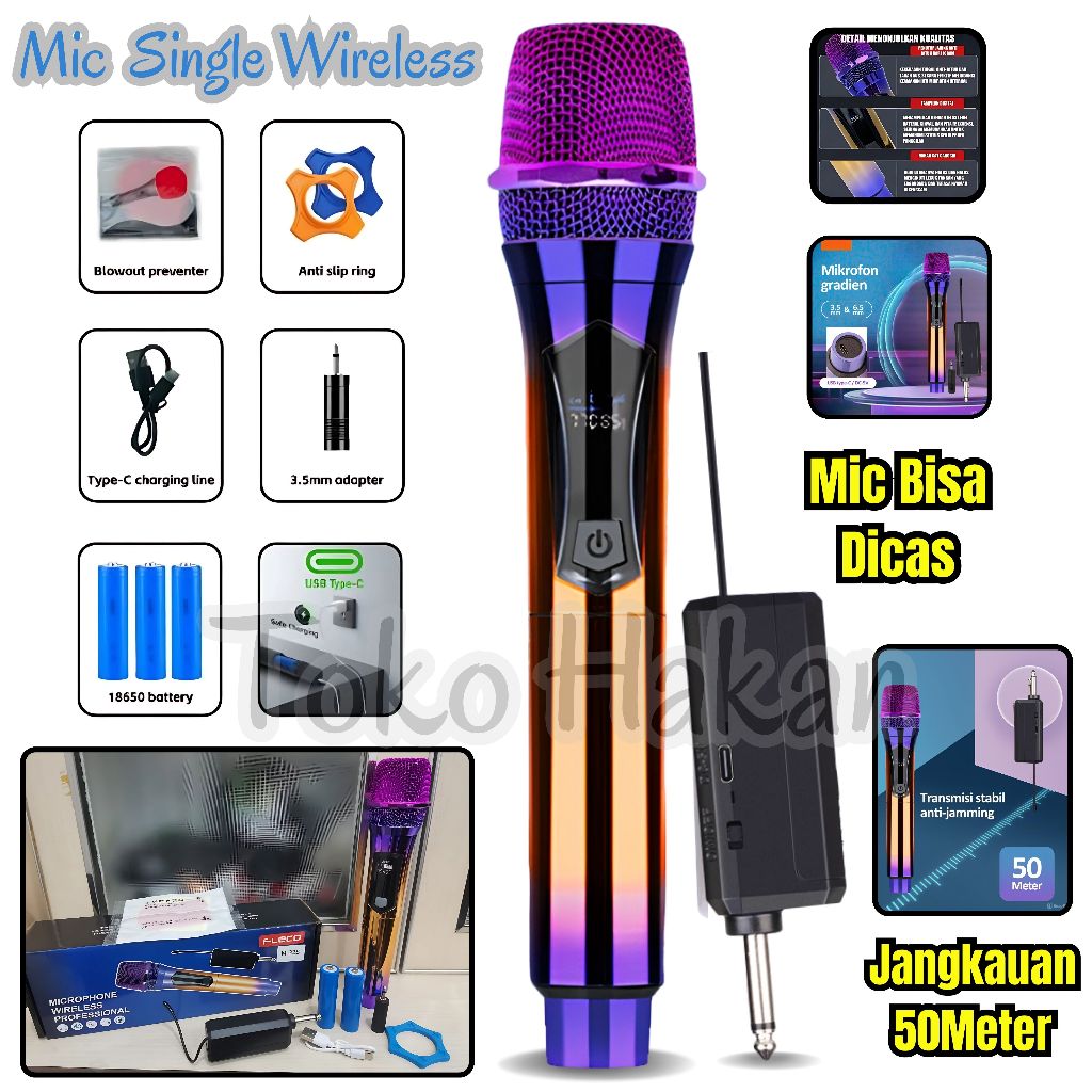 Mic Profesional Wireless Microphone Fleco M-32S Mic Tanpa Kabel FLECO Mic Karaoke Bluetooth / Mic Ka