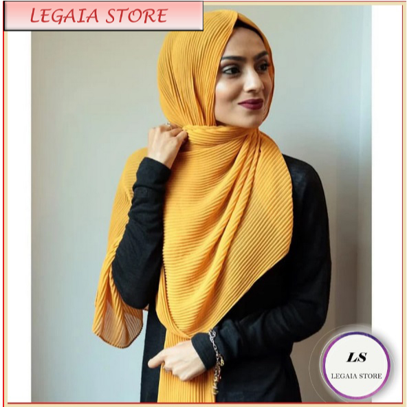 Pashmina Plisket Miring pasmina pleated shawl waffle scarf hijab plisket malaysia import A41-LS