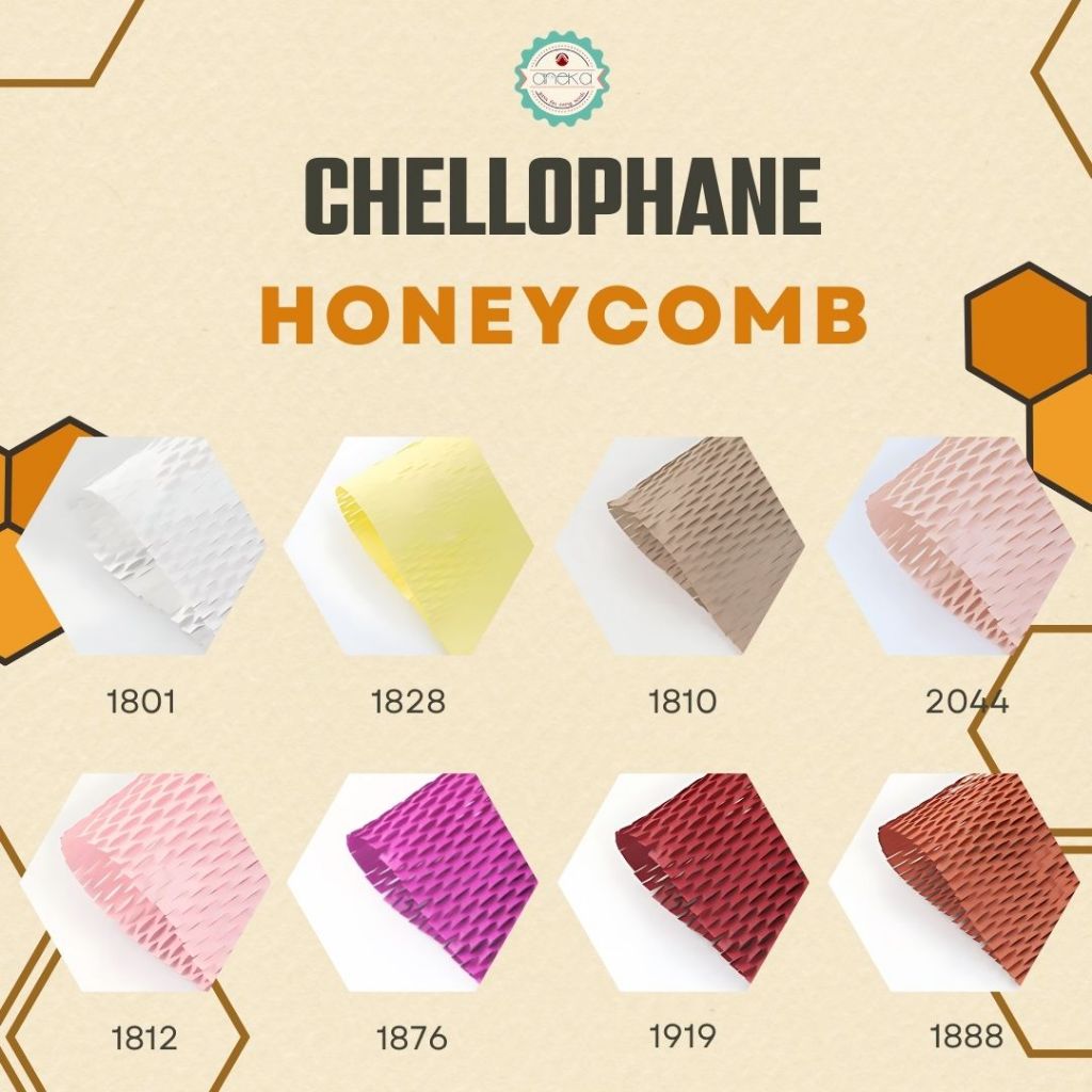 

ANEKA - [ 10 Yard ] Kertas Cellophane Buket Bunga [ Honey Comb ] Flower Wrapping Paper Celophane