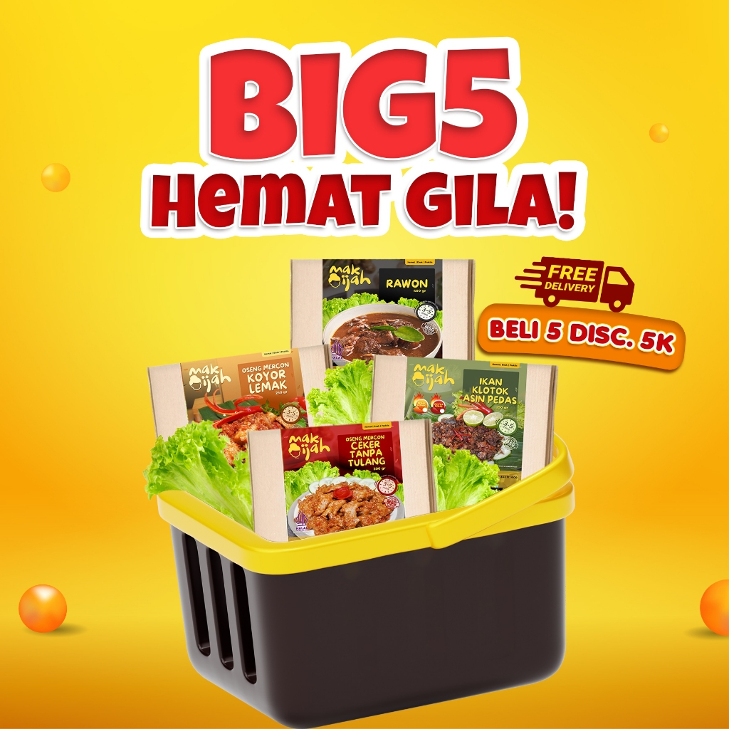 

PROMO BIG5 HEMAT GILA! PAKET KENYANG HEMAT MAKIJAH PAKET OLEH OLEH PAKET HAMPERS PAKET GIFT PAKET RAME RAME