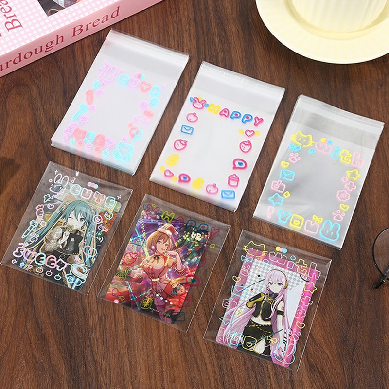 

MURAH 50 PCS PLASTIK KLIP PACKAGING HOLOGRAM 13 X 8 CM/ COVER KARTU KPOP WARNA WARNI PLASTIK
