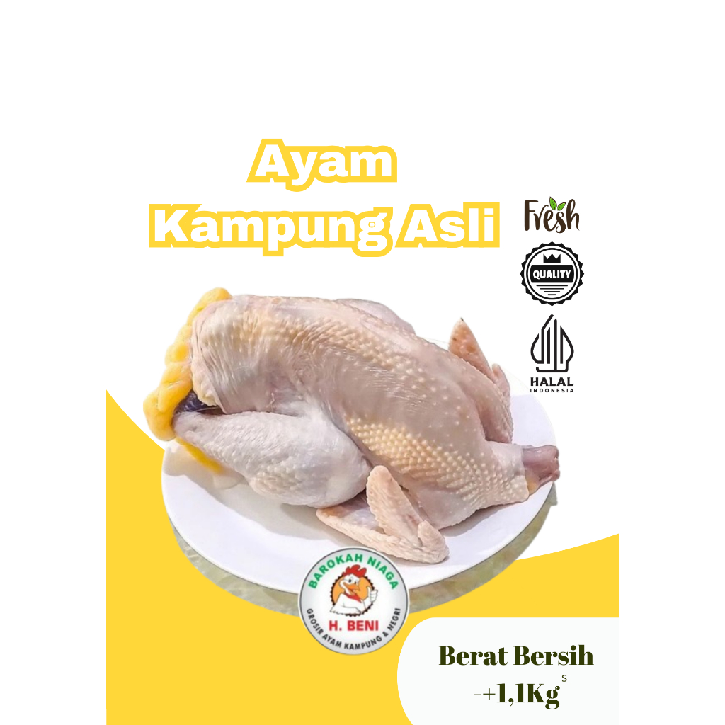 

AYAM KAMPUNG ASLI BERSIH -+1.1 Kg Free request cutting. Muda gemuk kuning
