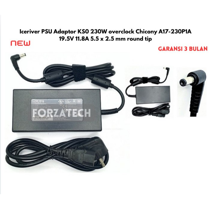 Iceriver PSU Adaptor Charger KS0 230W overclock Chicony A17-230P1A 19.5V 11.8A 5.5 x 2.5 mm New Berg