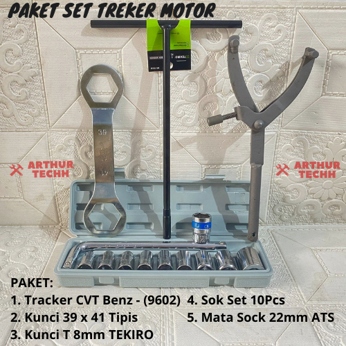 PAKET Treker CVT Motor Matic Kunci 39 41 + Sok Set + Kunci T 8mm Tekiro Untuk Semua Motor Matic