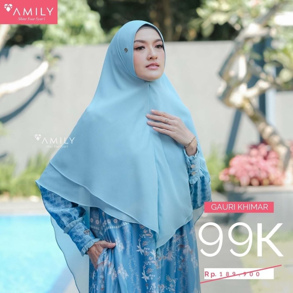 AMILY HIJAB - GAURI KHIMAR INSTANT SYARI JILBAB INSTAN JUMBO MEWAH KERUDUNG CERUTY BABY DOLL DUA LAY