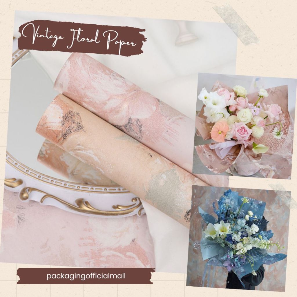 

VINTAGE FLORAL PAPER / CELLOPHANE / FLORIST PAPER / KERTAS BUKET BUNGA / WRAPPING WRAPPER