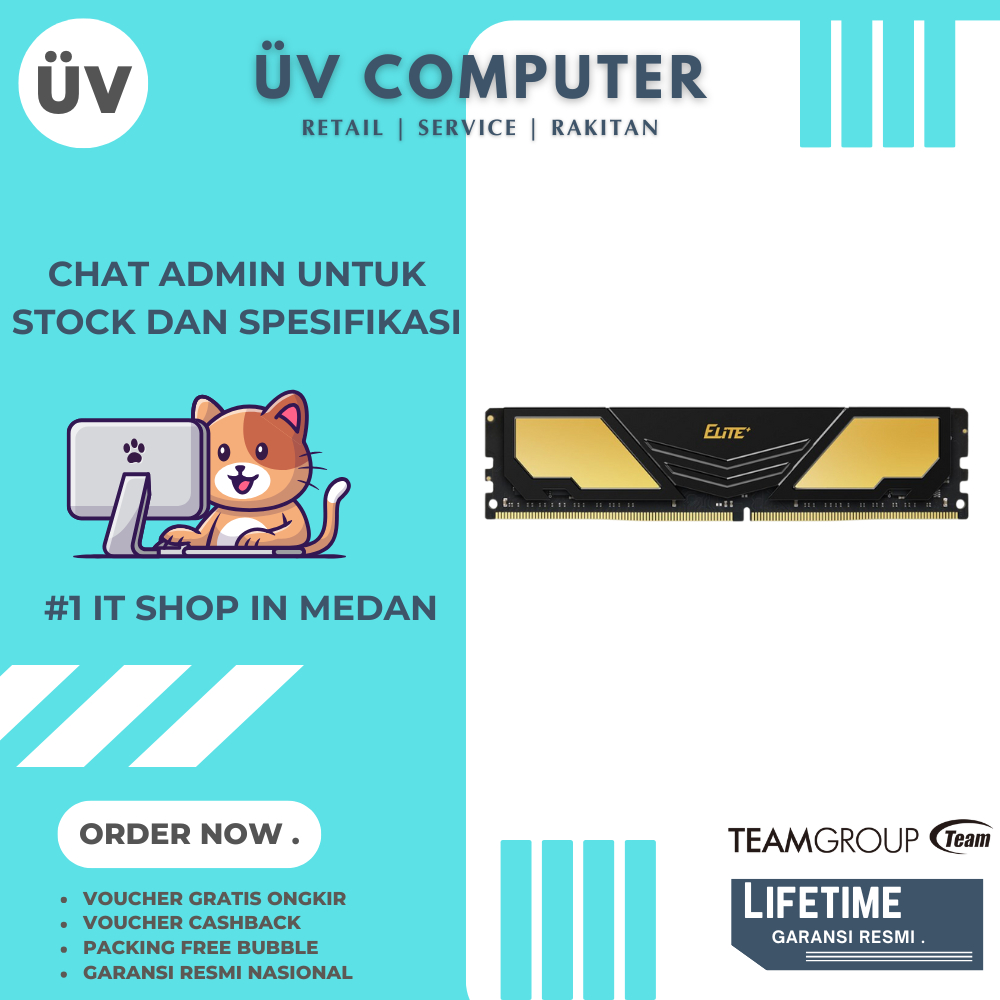RAM DDR4 TeamGroup Team Group Elite Plus Memory DDR4 Black Hitam 1x16GB (16GB) 3200MHz 3200 MHz bkn 