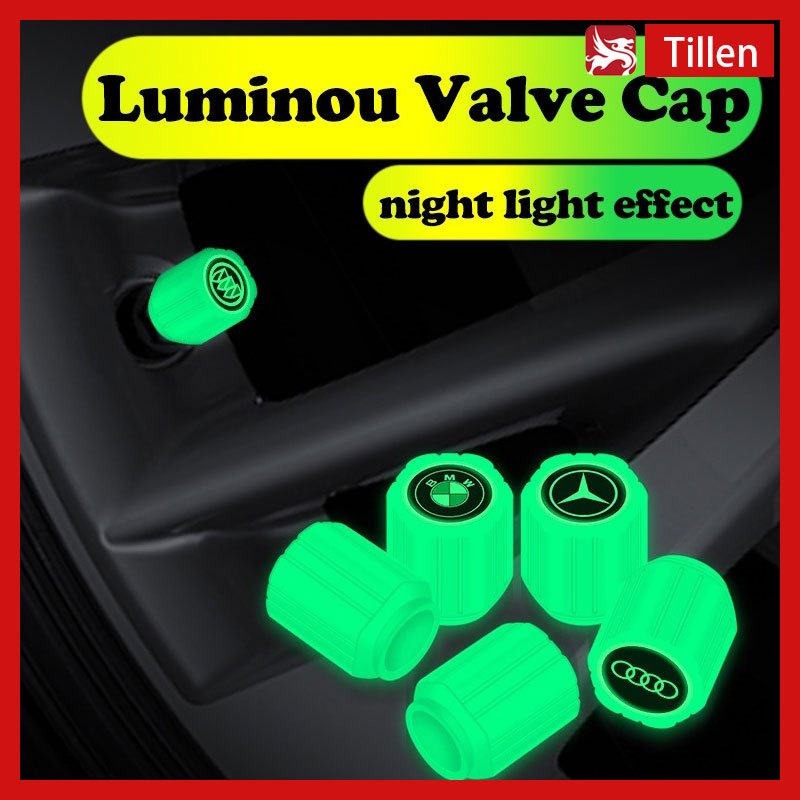 Tutup Pentil Ban Mobil Pentil Ban Sepeda Dark Luminous Truk Sepeda Roda Ban Logo Universal