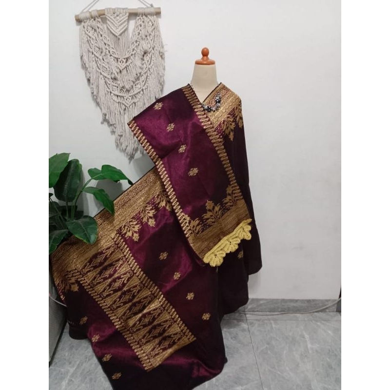 songket silungkang full kristal rendo koto gadang warna manggis gold burgundy, songket padang