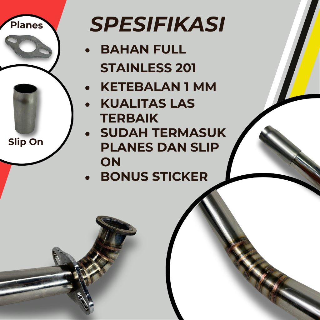 MDM RACING MUFFLER Pipa Leher Kenalpot Beat Fi / Beat Karbu / Scoopy 26 MM Atas Cacing