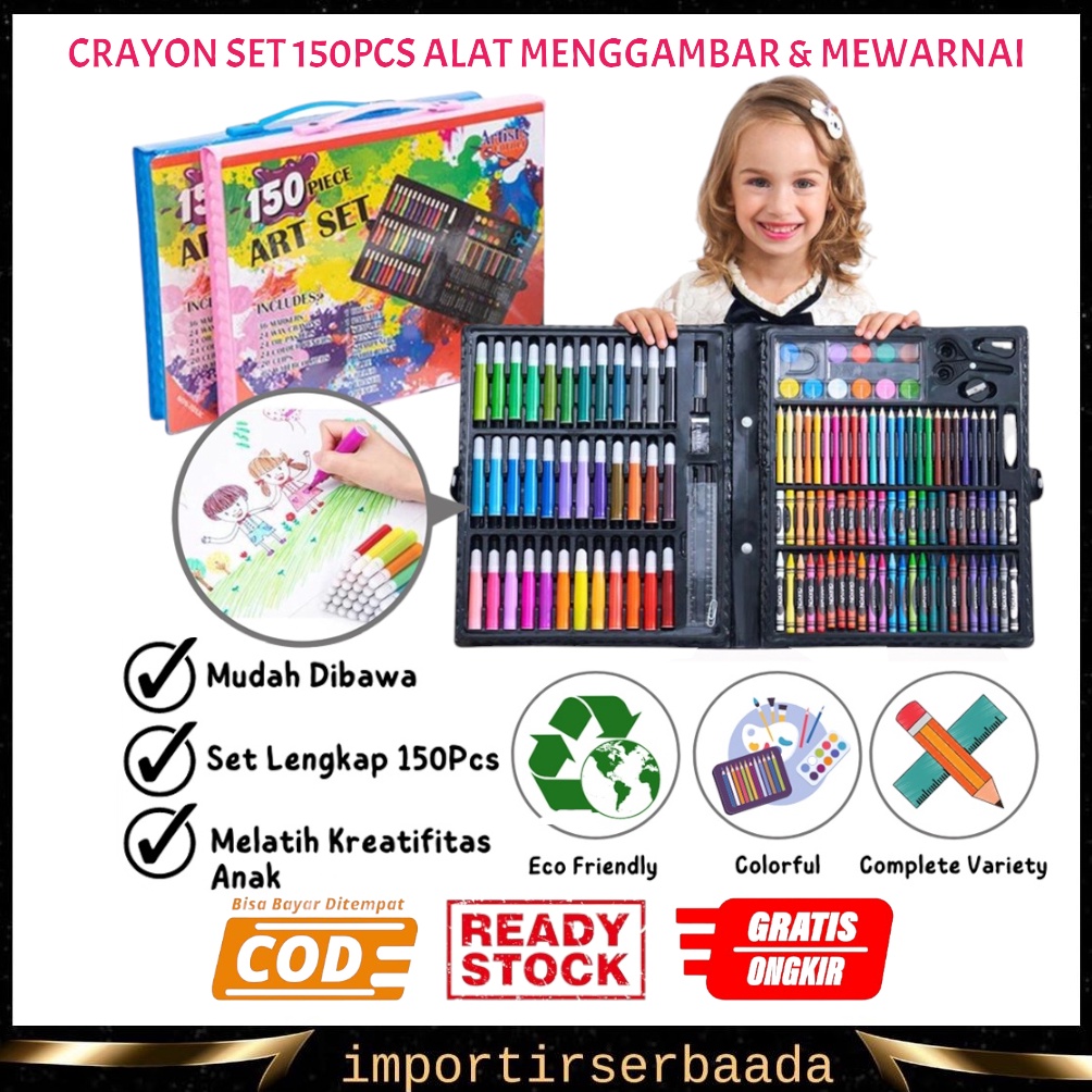 

KODE W33N IMP Crayon Set 15pcs Pensil Warna Spidol Krayon Cat Air Minyak Kuas Palet Water Colors Alat Menggambar Mewarnai Melukis Isi 15 pcs Anak Anak Kit Art Supplies Painting Hadiah Kado Ulang Tahun Birthday Gift Pencil Colours Coloring Set Gam