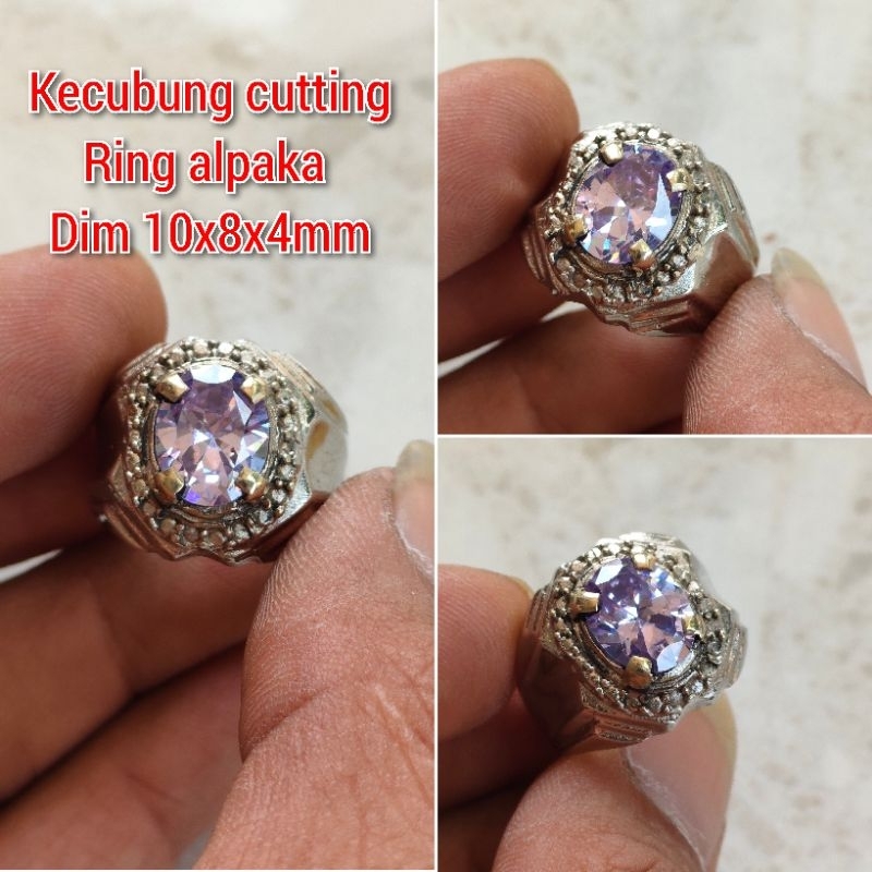 CINCIN PRIA KECUBUNG UNGU MUDA KECIL CUTTING RING ALPAKA