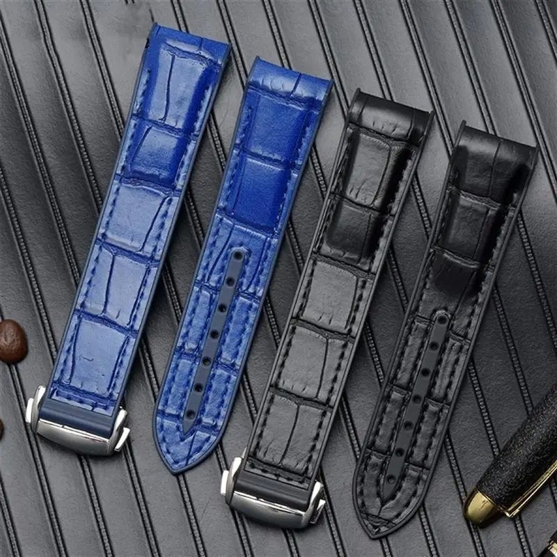 Strap Tali Jam Omega Seamaster Tali Rubber Kulit Curved 20mm 22mm Tali Jam Omega