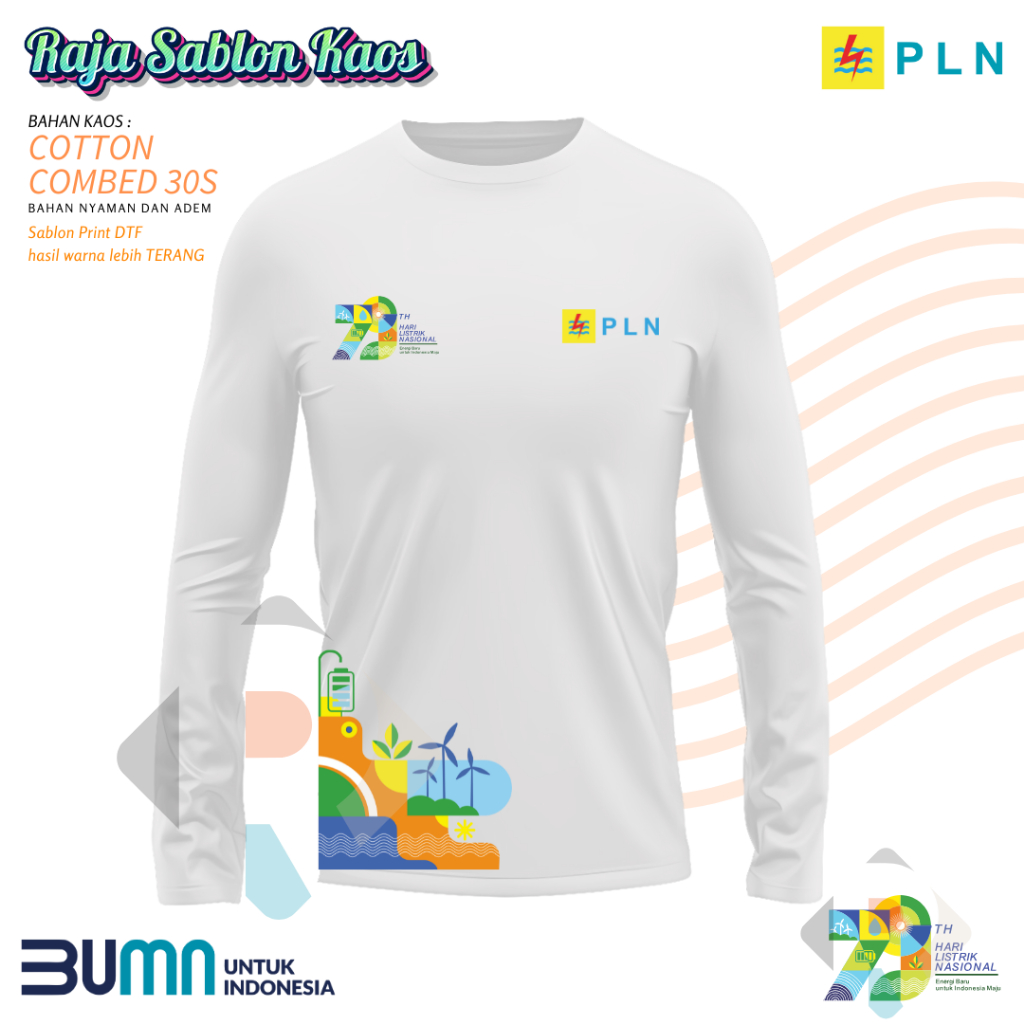 KAOS PLN 79 LENGAN PANJANG HARI LISTRIK NASIONAL HUT PLN BAJU PLN BUMN