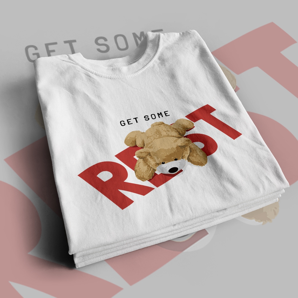 Kaos Oversize Teddy Bear Katun Adem Halus, T Shirt Unisex Distro Pria Wanita