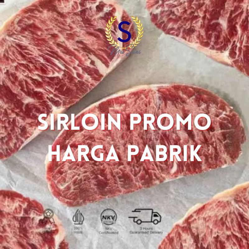 

DAGING STEAK AUSSIE SIRLOIN @1PC/PACK WAGYU STEAK MARBLING MELTIQUE MELTIK BEEF