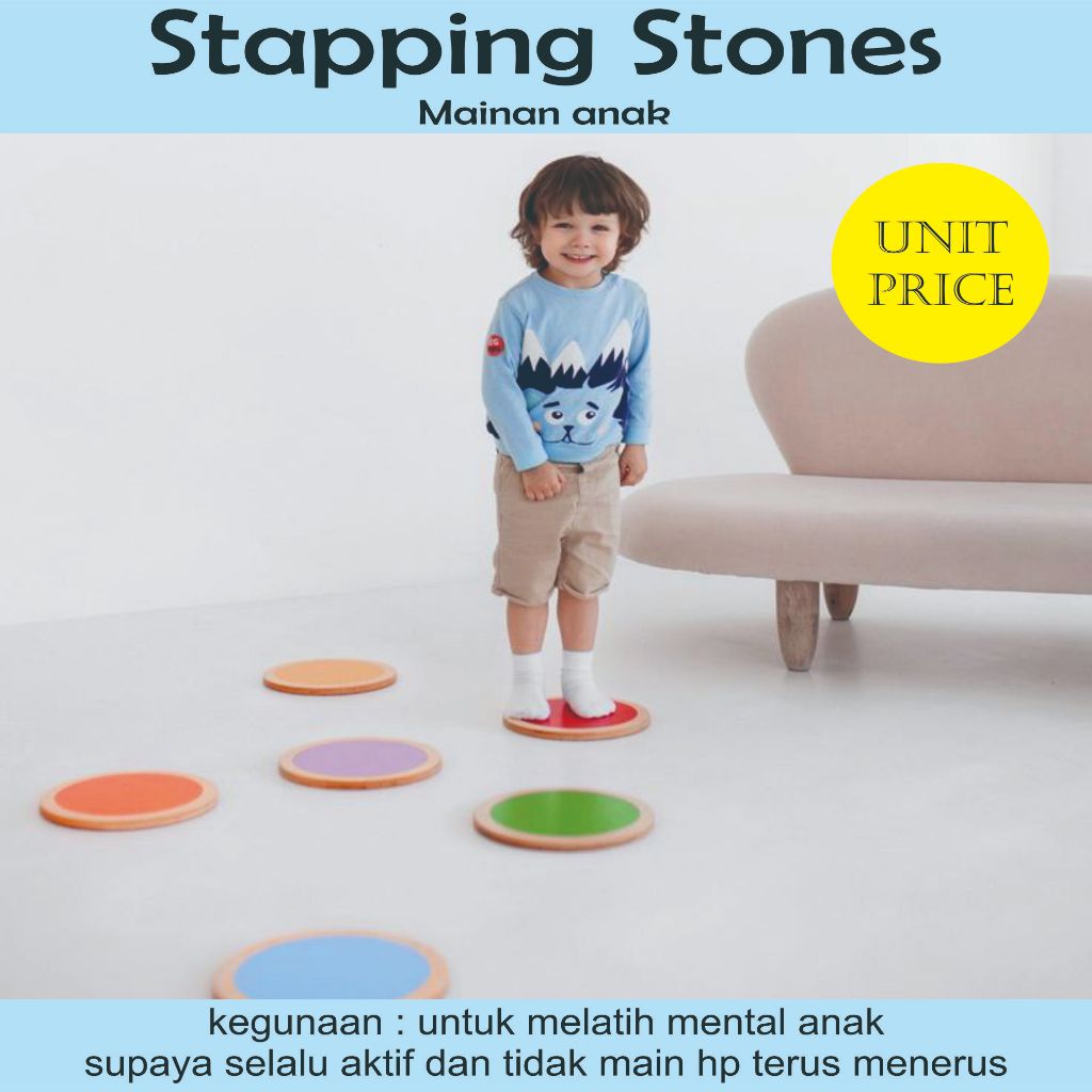 Stapping Stones Papan Titian Anak Balance Beam Colored Mainan Anak Kayu