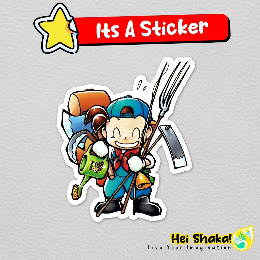 

Stiker Pete Harvest Moon BTN Back To Nature Sticker Game Gaming Retro Vinyl Bahan Anti Air