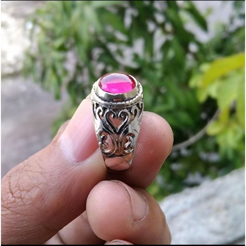 Cincin Batu Merah Siam Bangkok Natural Ring Tanem