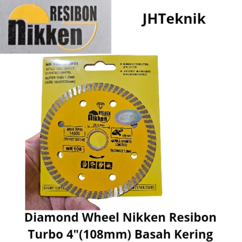 JHTeknik Diamond Wheel Basah 4" NIKKEN RESIBON/Diamond Wheel TURBO 4" NIKKEN RESIBON/Mata Gerinda Po