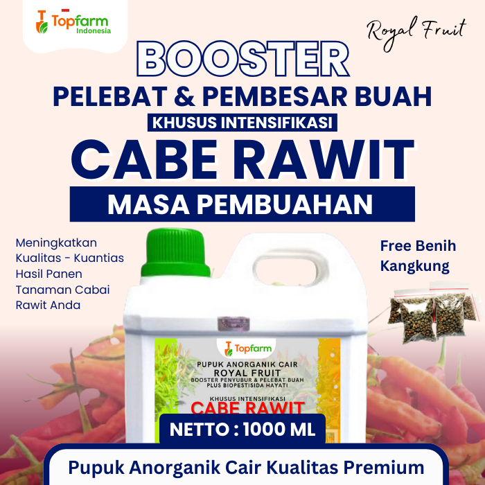 Pupuk Topfarm / Pupuk Penyubur Tanaman Cabe Rawit Terbaik / Pupuk Booster Pelebat Buah Cabe Rawit / 