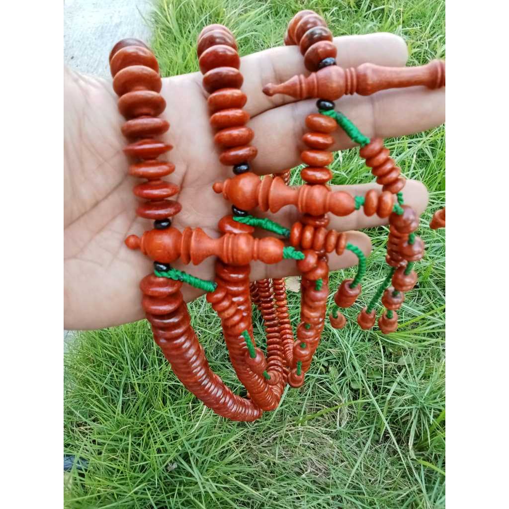 PROMO - Tasbih kayu galih secang 99 butir model donat pipih 16 mm | tasbih kayu jumbo terbaik