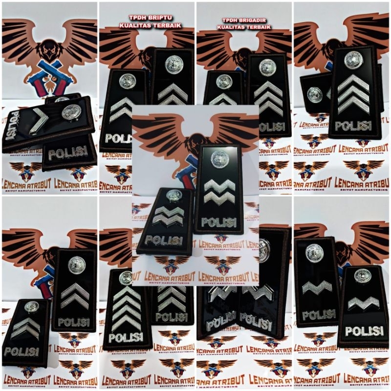 cod pangkat PDH BINTARA POLRI (BRIPDA, BRIPTU, BRIGADIR, BRIPKA, AIPDA, AIPTU ) kain + akrilik glos 