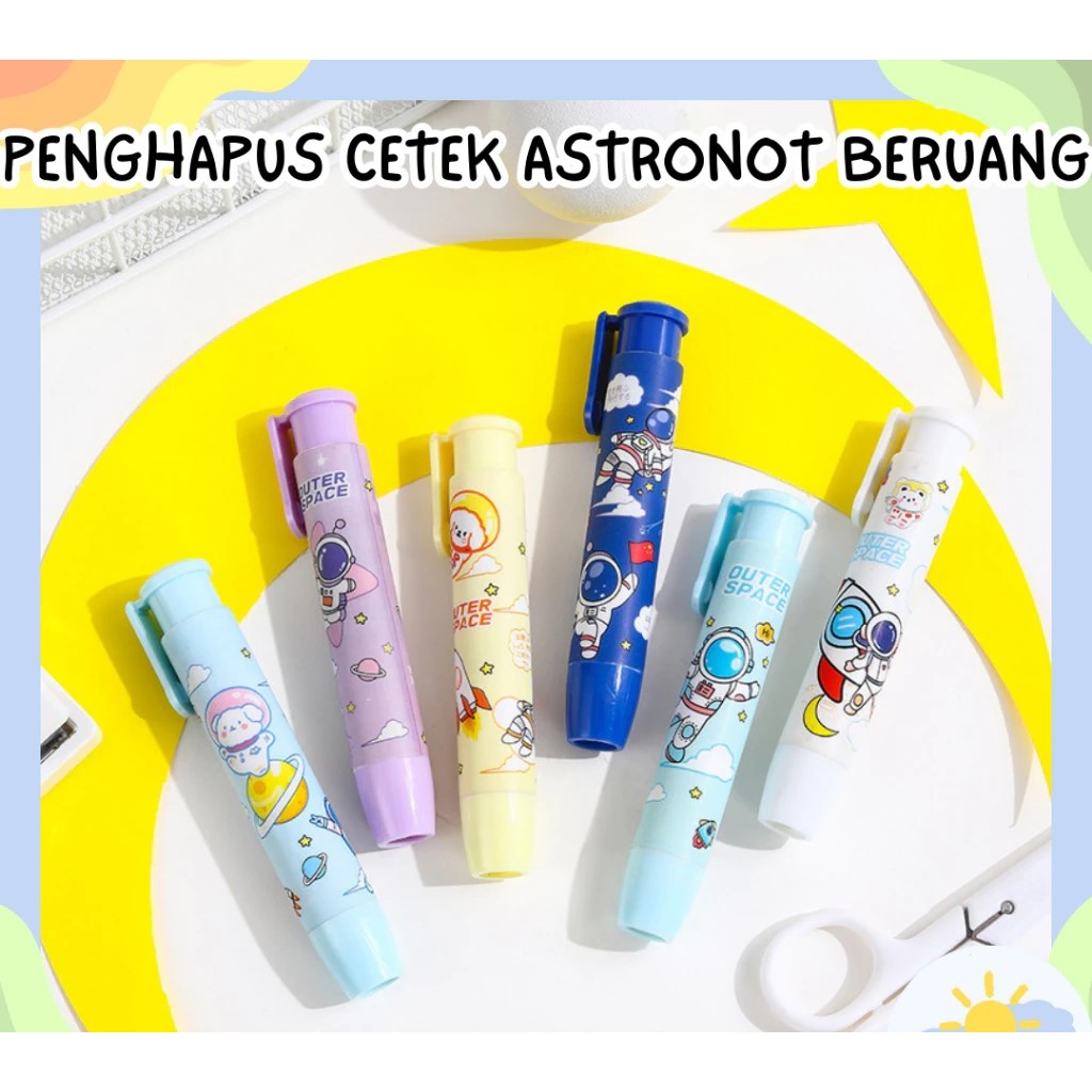 

Penghapus Bentuk Pensil Premium Motif Astronot / Mechanical Eraser / Penghapus Cetek Lucu Unik