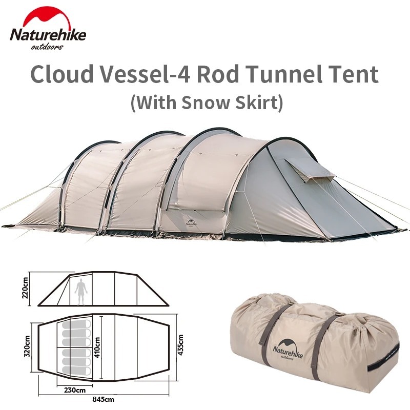 Tenda Naturehike Cloud Vessel 4 Frame NH20ZP015 Glamping Tenda Camping Besar Keluarga Gunung 4 6 Ora