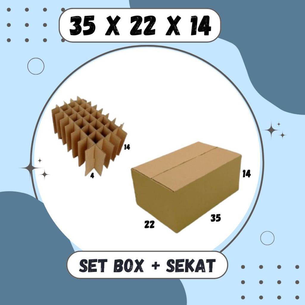

Set Box 35x22x14 + Sekat 40 @4x4x14 Box Dus Packing Kardus Kotak Kemasan Karton