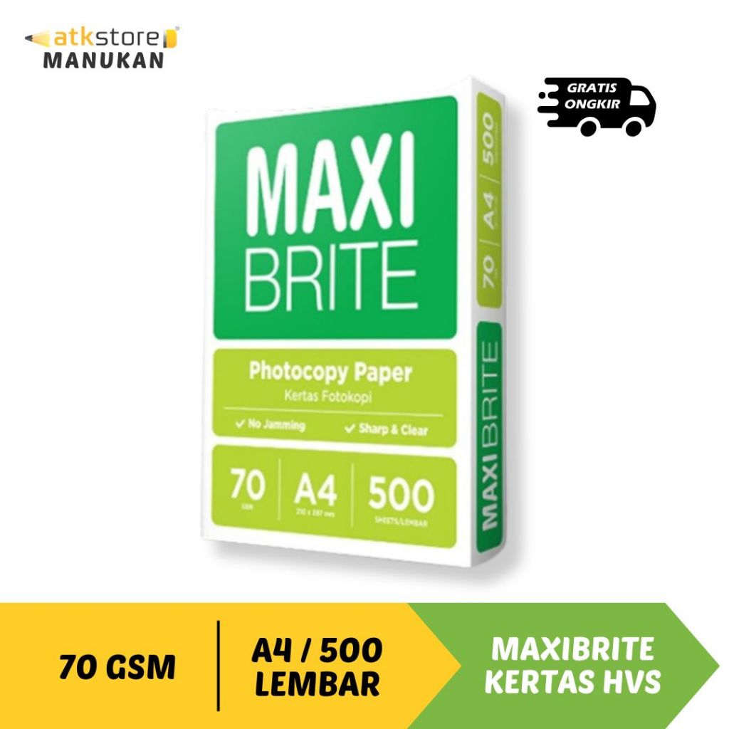

[1 RIM] Kertas HVS MAXIBRITE A4 70 Gsm 1 RIM / 500 Lembar Kertas HVS / Fotocopy