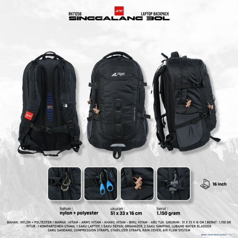 Tas Ransel Pria Rei Singgalang 30L Original+Raincover