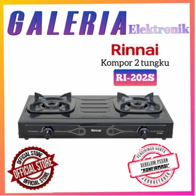 RINNAI KOMPOR - RI-202S - RI202S - 2 TUNGKU - HITAM KOMPOR 2 TUNGKU