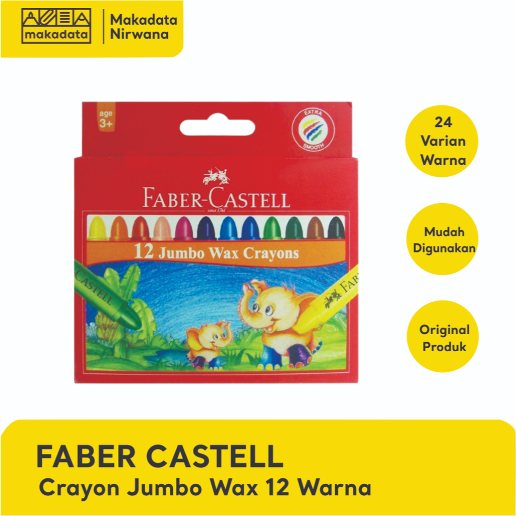 

FABER CASTELL CRAYON/OIL PASTEL JUMBO WAX 12 WARNA (1 PCS)