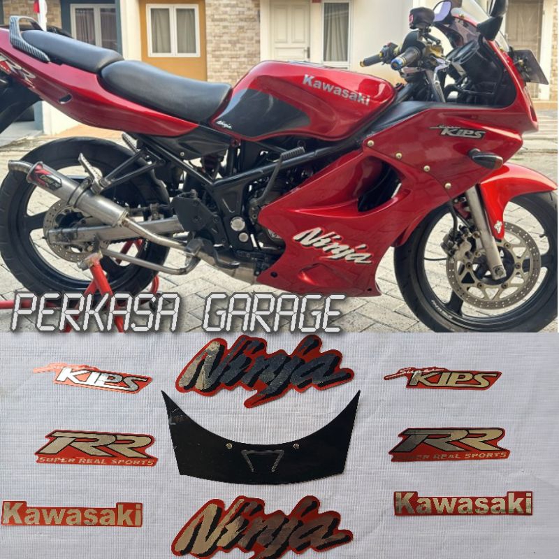 stiker striping ninja rr OLD tahun 2008 warna CROM putih merah body montor