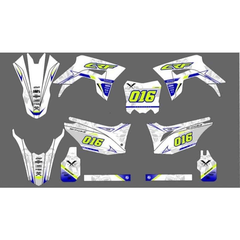 DECAL STIKER CRF 150 L DEKAL VARIASI CUSTOM FULLBODY motif supermoto putih tosca pastel full body