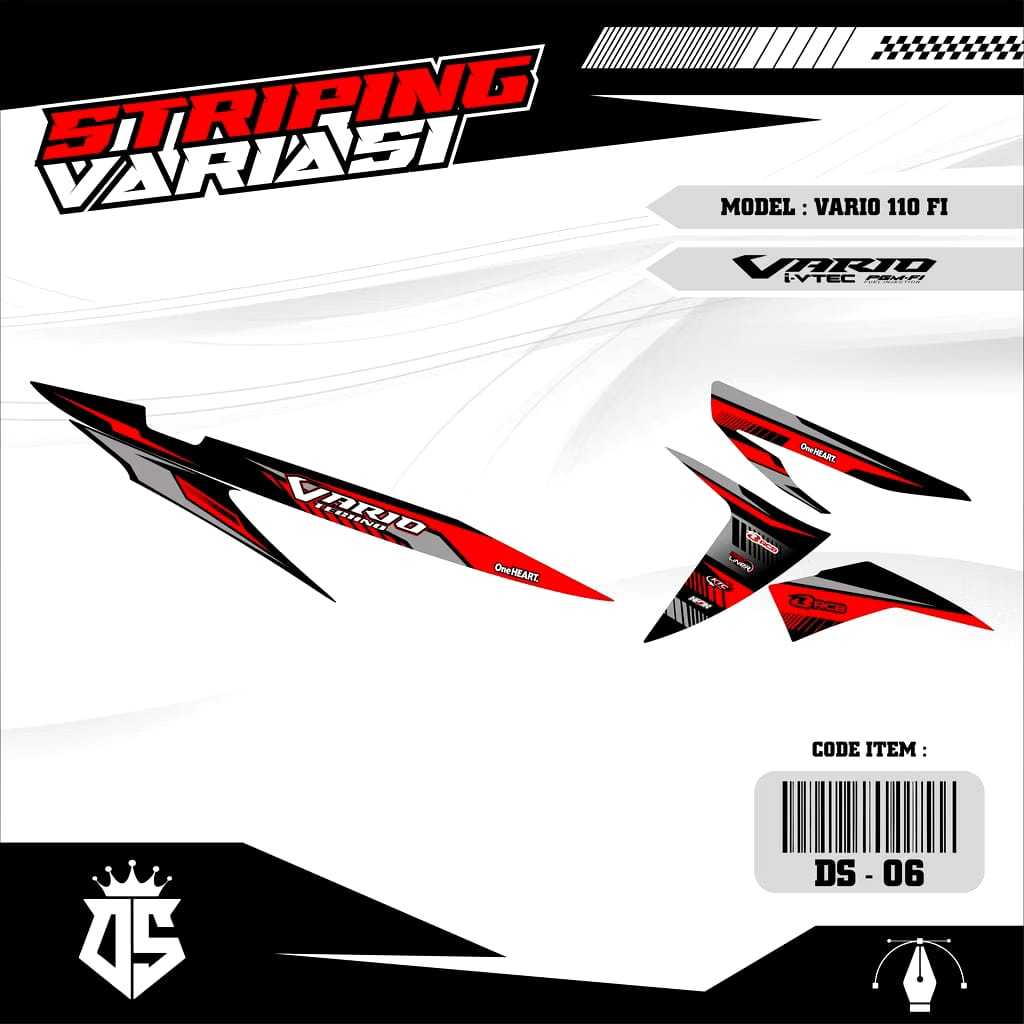 Stiker Striping Motor Vario 110 Fi / F1 New Led List Variasi