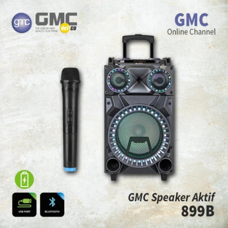 Speaker Bluetooth GMC 899B 12" Original Garansi Resmi 2 Mic Wireless