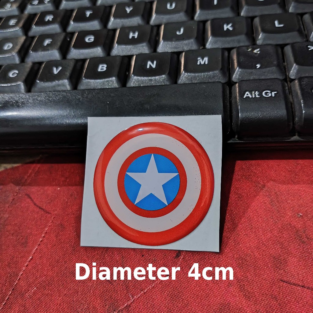 

Sticker Timbul Resin Captain America Stiker Lycal Lentur 3D Logo Superhero Kecil Satuan