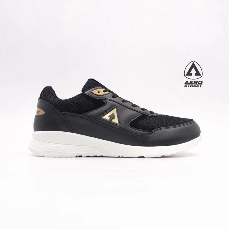 Aerostreet Osaka Putih Hitam Emas - Sepatu Sneakers Pria Wanita