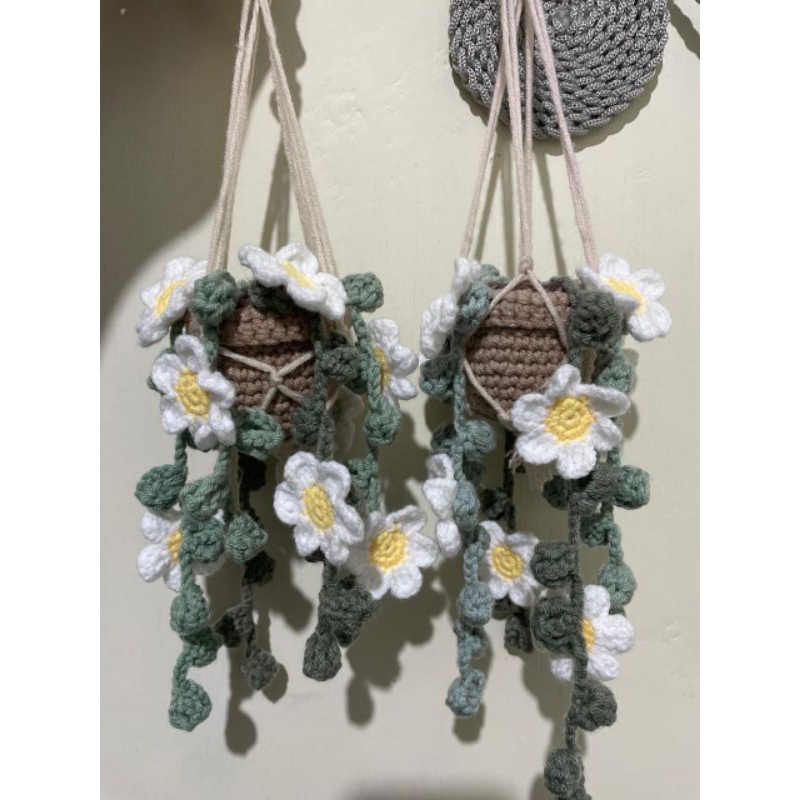 crochet hanging plant tanaman gantung hiasan mobil room dekor