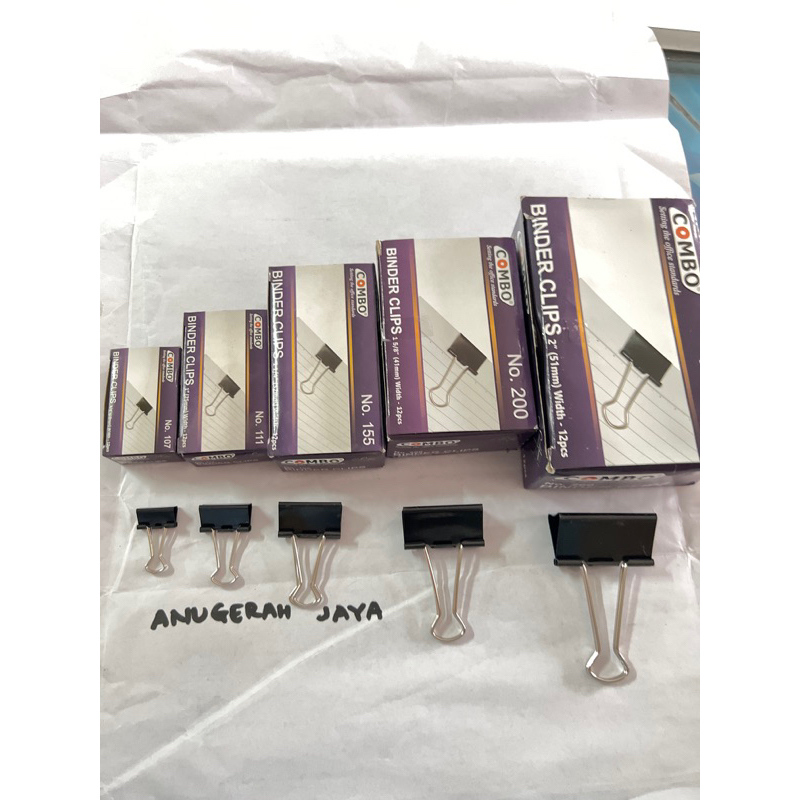 

BINDER CLIPS COMBO , BINDER KLIP MERK HOMBO / DOS ISI 12 PCS