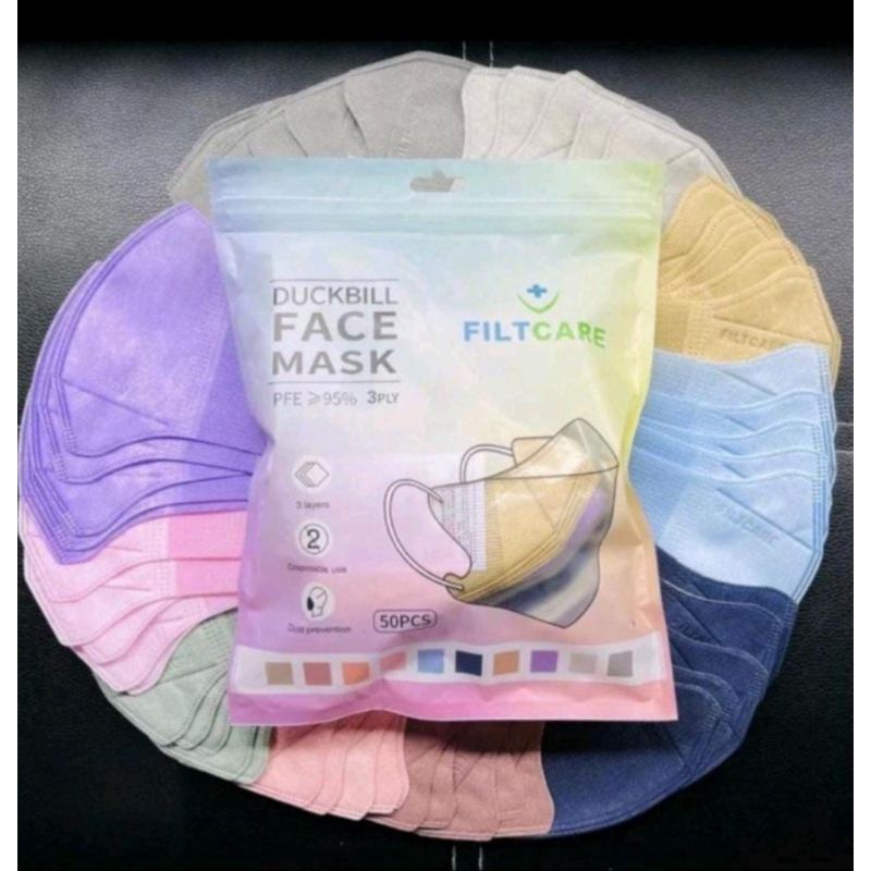MASKER DUCKBILL FACEMASK 10 WARNA MIX(ISI 50 PCS) FILTCARE. DOMINATOR SHOP