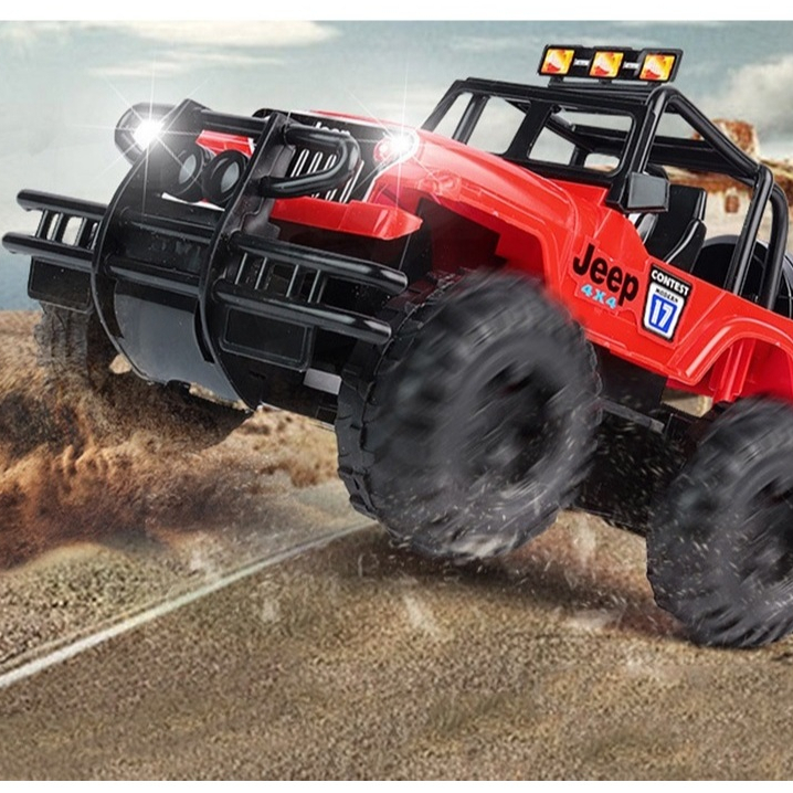 Mainan Mobil Jeep Rc Off-road dengan Lampu Remote Control Jeep Rc Off-road Rock Mainan Mobil Remote