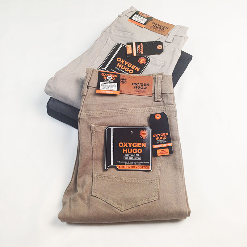 Celana Oxygen Hugo Skinny Jeans Casual Pria Bahan 100% Baby Canvas Stretch